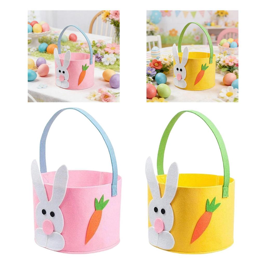 Empty Easter Basket Portable Decorative for Egg Doll Candy Holiday Toddler Boys Girls Reusable Egg Bucket Gift Storage Basket