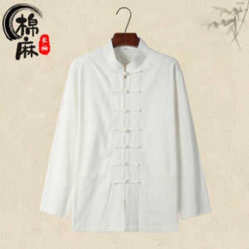 Stil Chinezesc Bărbați Primăvară și Toamnă Vară Nou Cămașă cu Mânecă Lungă Paletă Retro Bumbac In Costum Tang