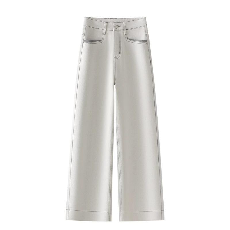 Women's 2025 Trendy High-Waisted Grey-White Wide-Leg Slimming Jeans for Spring & Autumn
