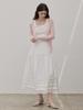 LE STUDIO Cotton Tiered Long Pleated Skirt Ivory