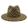2025 Winter Leopard Goth Fedora Hats for Women Fashion Flat Wide Brim Panama Wool Felt Jazz Fedora Hats for Men Top Wedding Hat
