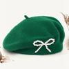 1pc Solid Color Women's New Bow Wool Beret, Suitable for Daily Use, Available in Multiple Colors