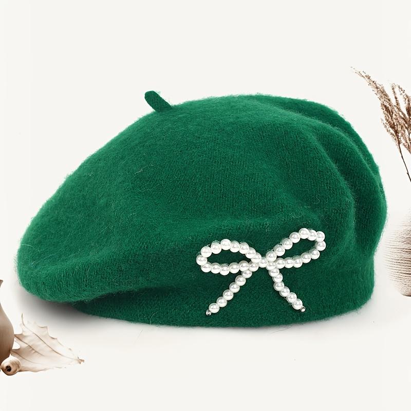 1pc Solid Color Women's New Bow Wool Beret, Suitable for Daily Use, Available in Multiple Colors