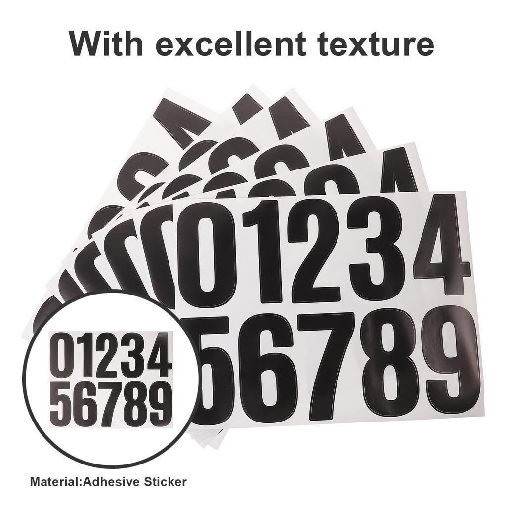 6 Sheets Premium Adhesive Numbers Stickers for Garbage Bins Mailbox Porch Pillars Street Number Signs Outdoor Long-Lasting DIY