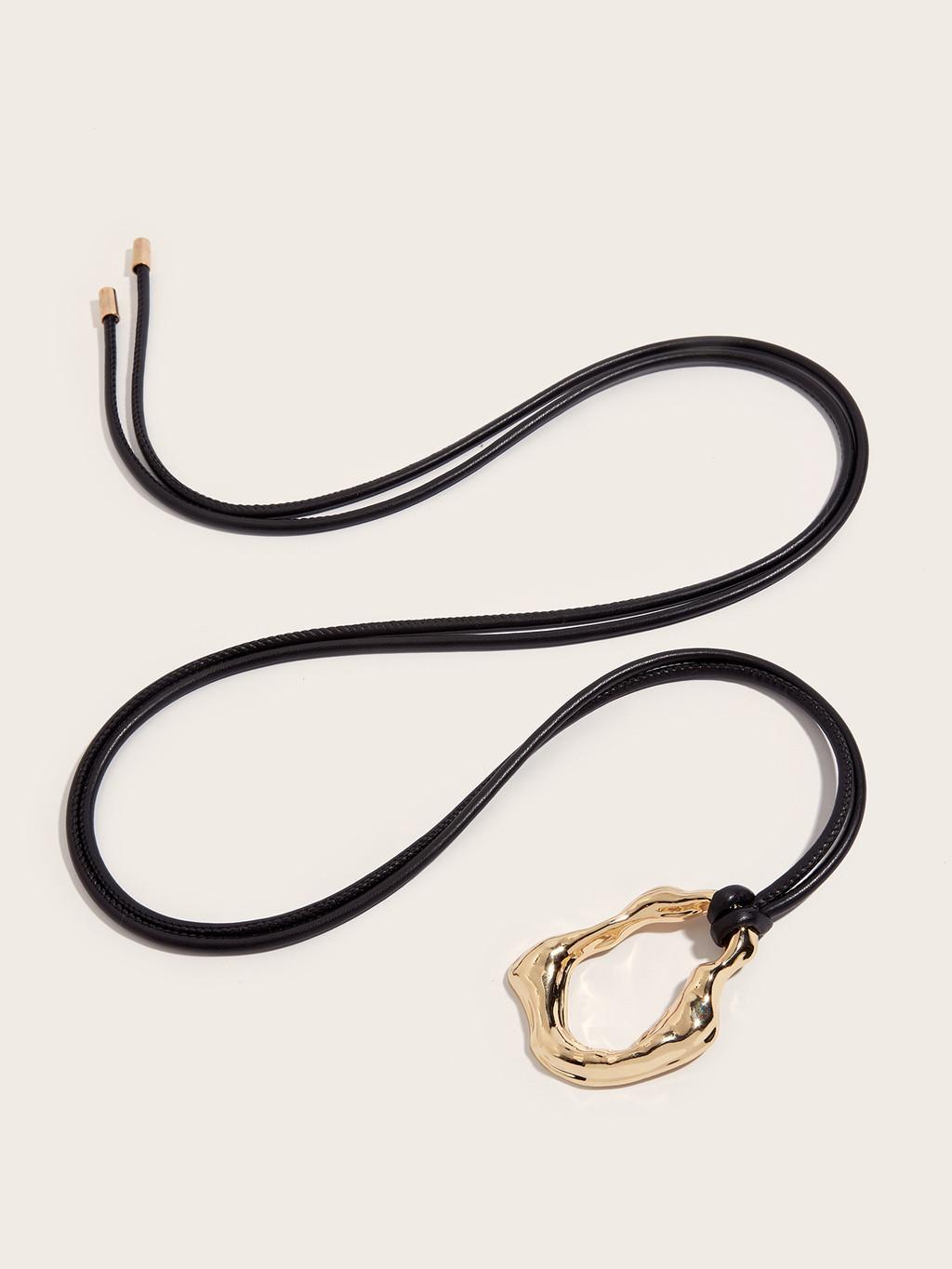 

Modern Soft Leather Rope Tie Waist Belt For Women With Coin And Starry Compass Details Style C