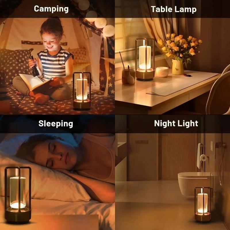 Portable Rechargeable LED Atmosphere Lamp, Vintage Creative Table Light, Touch Dimmable Decor Lighting for Bedside, Desk, Restaurant, Camping