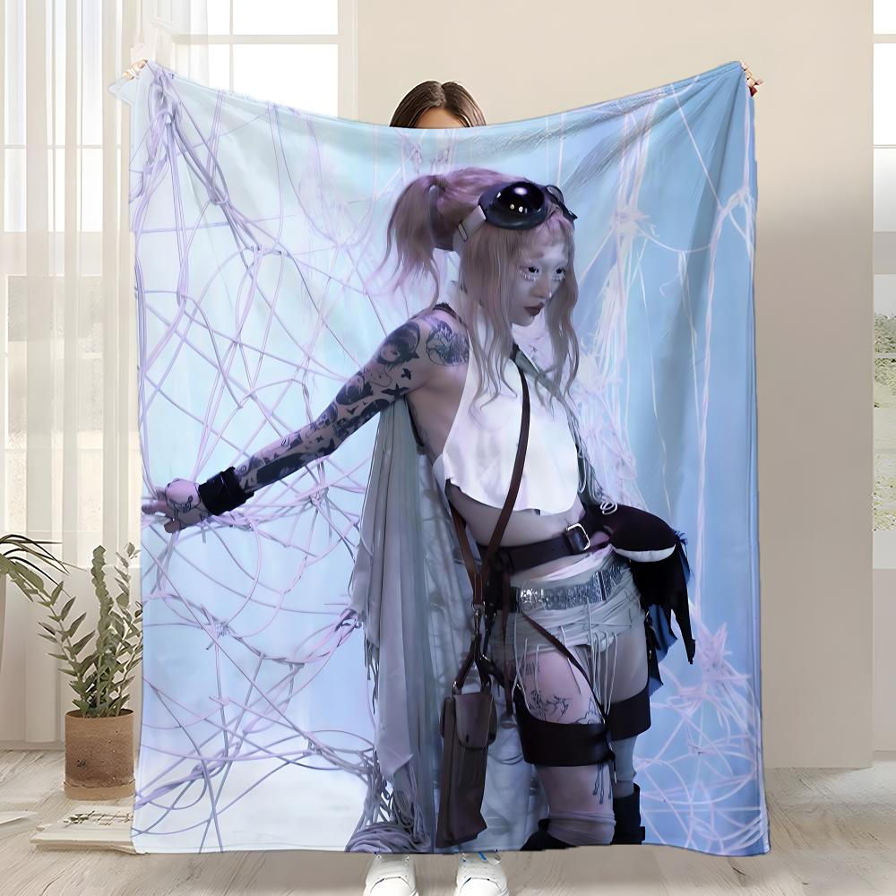 

Y-Yeule Album Evangelic Girl Is a Gun Throw Kid-Friendly Flannel Throw Blanket Soft Warm Anti-Static Washable All Season 75x90cm