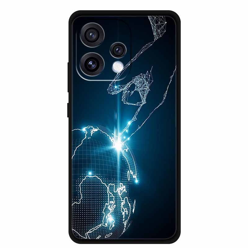 Case For Oppo Reno 15C 5G Colorful Flowers Black Soft Silicone TPU Phone Cases For Oppo Reno15 5G Shells Protection Bumper Funda