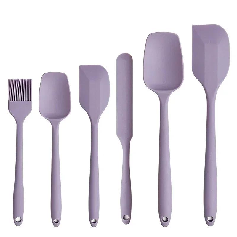

Набір з 6 силіконових лопаток Харчового класу Антипригарні Жаростійкі Лопатки-перевертачі Ложка для змішування крему для Кулінарії Інструменти для випічки фіолетовий