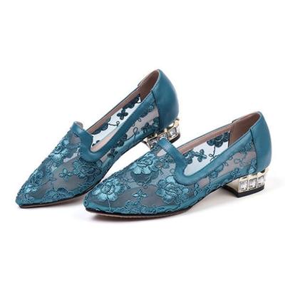 Scarpe da donna donna carine punta a punta rete traspirante tacco quadrato scarpe signora casual nero ufficio carriera tacco scarpe ba161