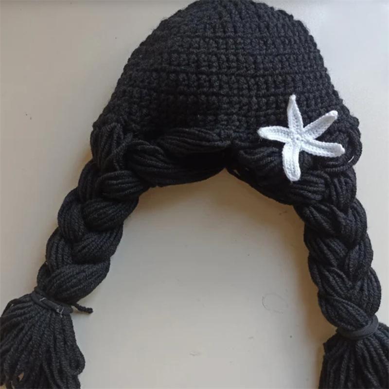 

Новая вязаная вручную шапка-пуловер с кошкой, универсальная забавная шапка со звездой для фотосъемки Children 48-54cm