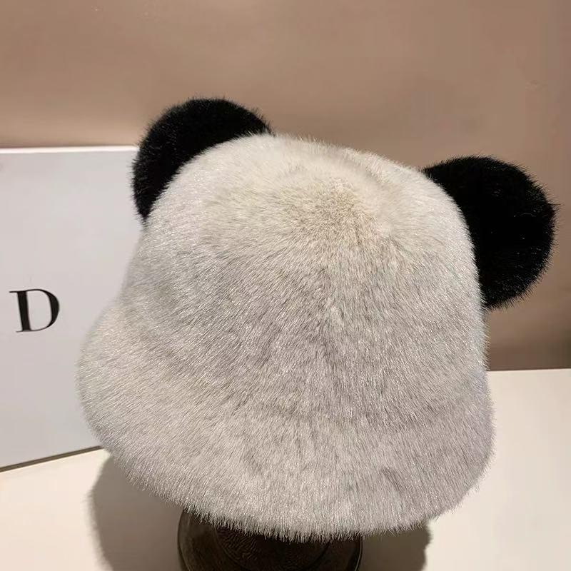 Women s Color Block Plush Cat Ear Bucket Hat - Thick, Warm, Soft Winter Hat with Ear Protection for a Slimmer Look