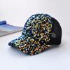 Shiny Sequins Breathable Net Stitching Extended Brim Baseball Hat Sunscreen Bright Color Stage Sun Hat Fashion Accessories