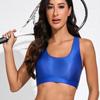 Damen Hohe Taille Glänzender Ölstoff 2-teiliges Trainingsset Crop Tanktop Skinny Pfirsich Po Yoga-Shorts Hohe Elastizität Fitness Laufen Sport Outfit