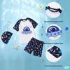 ASK JUNIOR Boys' Cartoon Print Two-Piece Swimsuit Set with Cap
