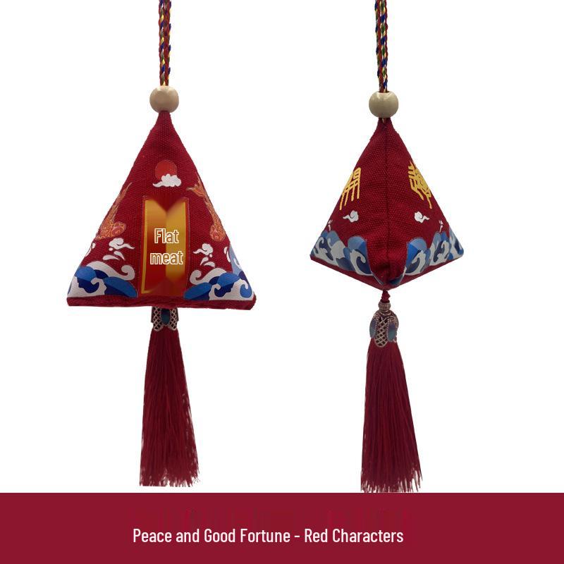 Handmade Zongzi Sachet with Tassel - Mugwort Mosquito Repellent, Dragon Boat Festival Gift Box Souvenir