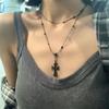 Cross stacked long necklace women's niche high-end feeling sweet and cool hot girl style collarbone chain daily versatile