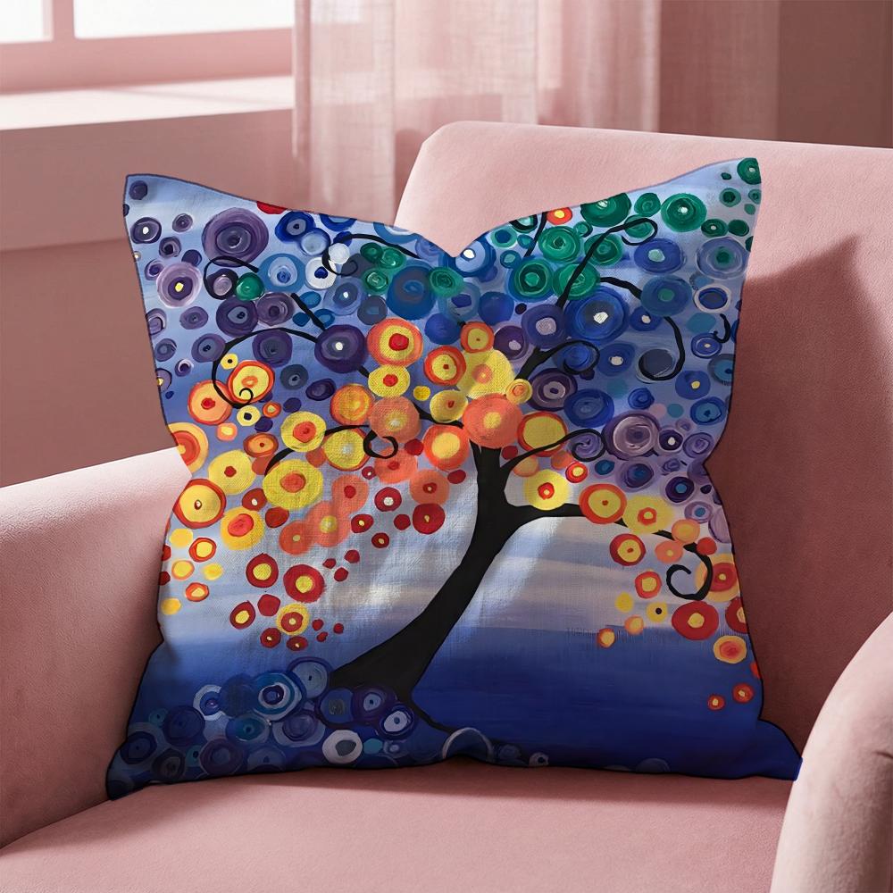 Colored Tree Cushion Cover Multi-Scene Pillow Cover for Home & Car - Reversible, Soft & Durable for Daily Use