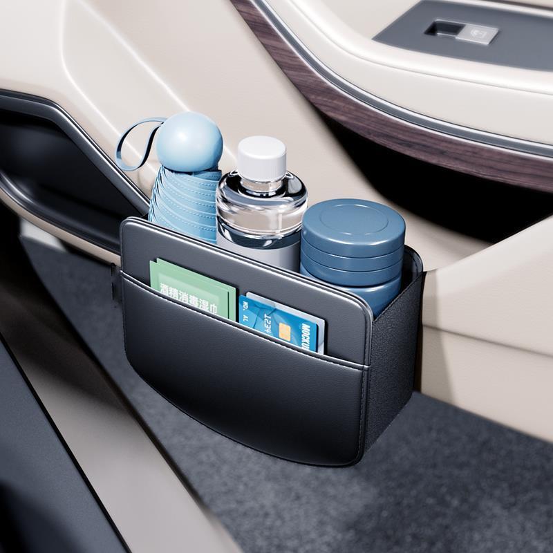 Car Door Trash Bin Leather Interior Door Panel Storage Box Auto Garbage Bag Seat Back Cup Holder Card Pocket Storage Accessories