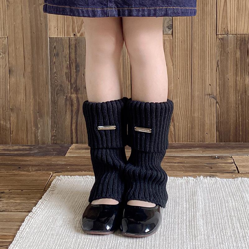 Einfarbige Winterstrick-Beinstulpen Dicke Warme Mittelrohrsocken Gestrickt Y2K Lolita Mädchen Kinder Mode Leggings Fußbedeckung