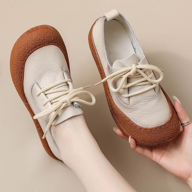 Women's Casual Platform Lace-Up Shoes Comfortable Work Business Shoes Leather Slip On Shoes for Women Lightweight Flats Driving Walking Dress Shoes