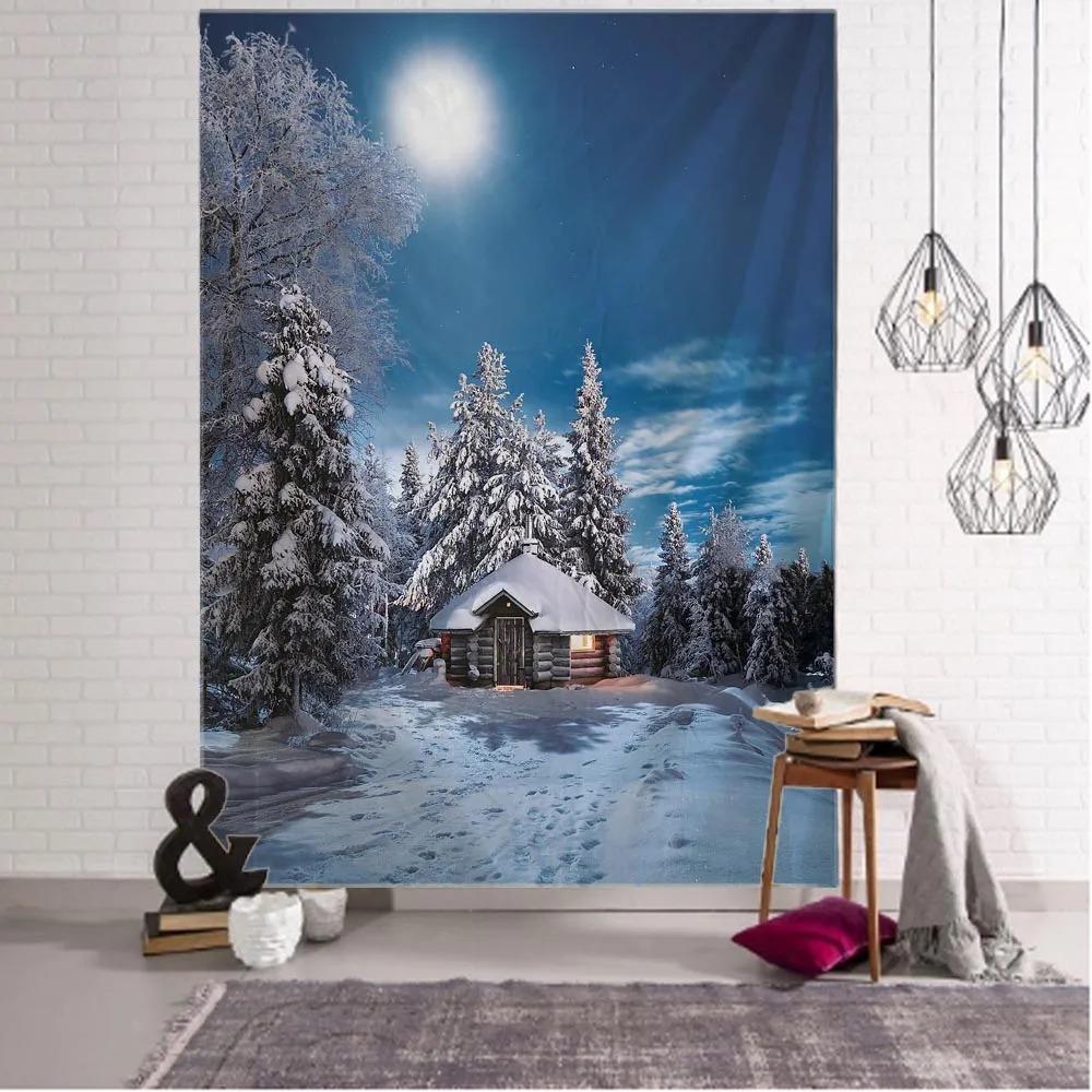 Природный пейзаж Лесной ручей Фоновый гобелен Украшение стены дома Гобелен Спальня — фото 4