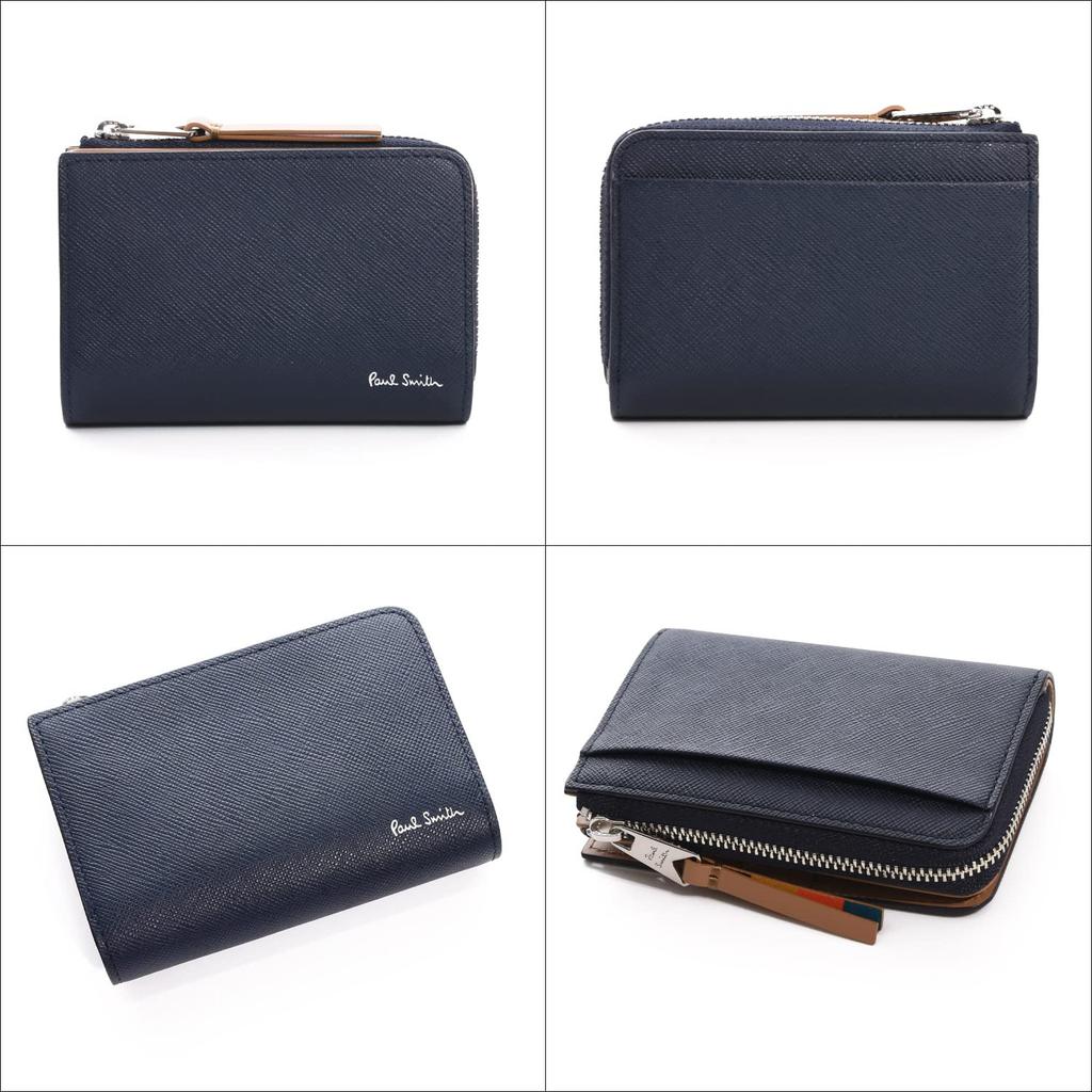 Paul Smith Bright Stripe Leather Key Coin and Care Cloth Set Wallet, Case, Case, (P641/BPS641) (No Personalization, Navy)