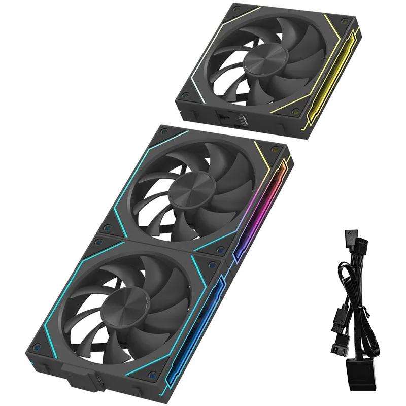 LDPCSJ DL-2 Computer Chassis Fan 120mm 5V 3-pin ARGB Cooler 12V/4PIN PWM 800-2000 RPM 3-in-1 Quiet Building Block Cooling Fan