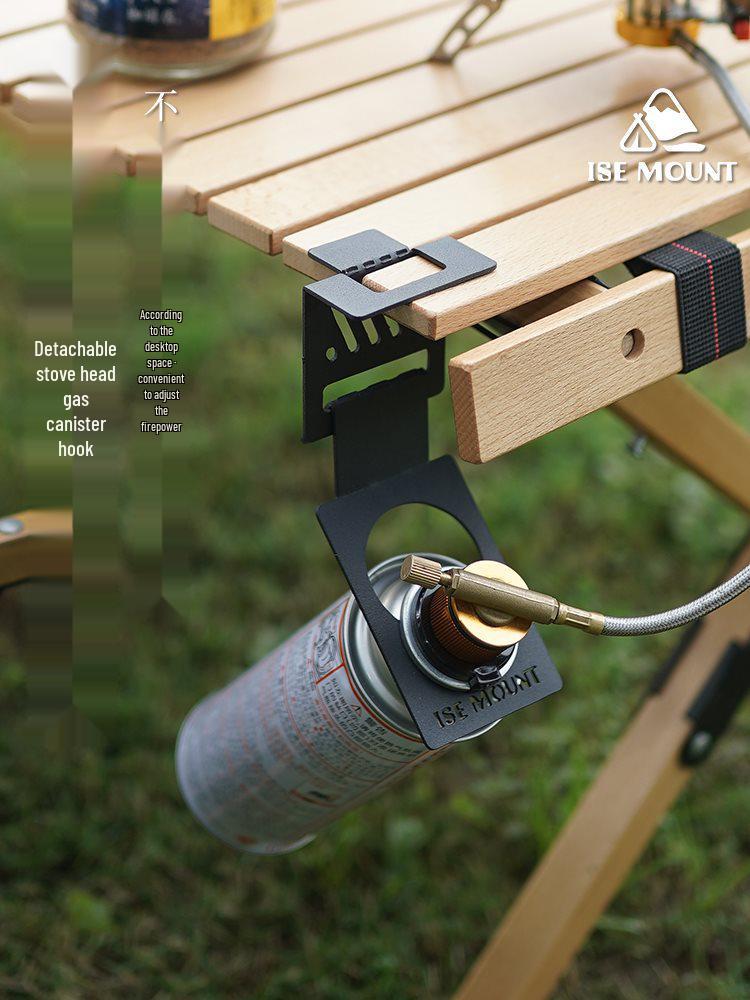 Gas Canister Stand and Hook: Outdoor Folding IGT Table Accessory for Cassette Stoves. Spring Canister Stand