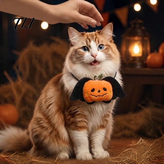 Plush Cat Neck Decoration Halloween Pet Collar Charm, Ghost Pumpkin Pendant, Soft Stuffed Gift for Lovers Hanging Ornament Cats, Small