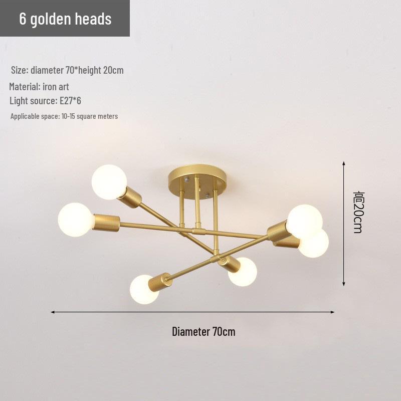 Modern Minimalist Chandelier: Cross-Border Wrought Iron Pendant Light for Bedroom and Study In American Industrial Style