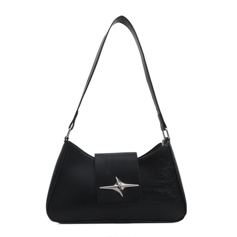 

Ins2023bag Street Chic Pu Shoulder Bag With Stylish Car Seam Detailing чёрный