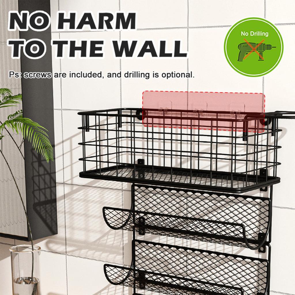 Multi-layer hair dryer rack wall-mounted punch-free hair dryer rack bathroom multi-function hair dryer rack