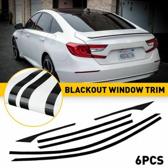 6X Chrome Delete Window Trim For Vinyl Matte Black Honda Accord Sedan 2018-