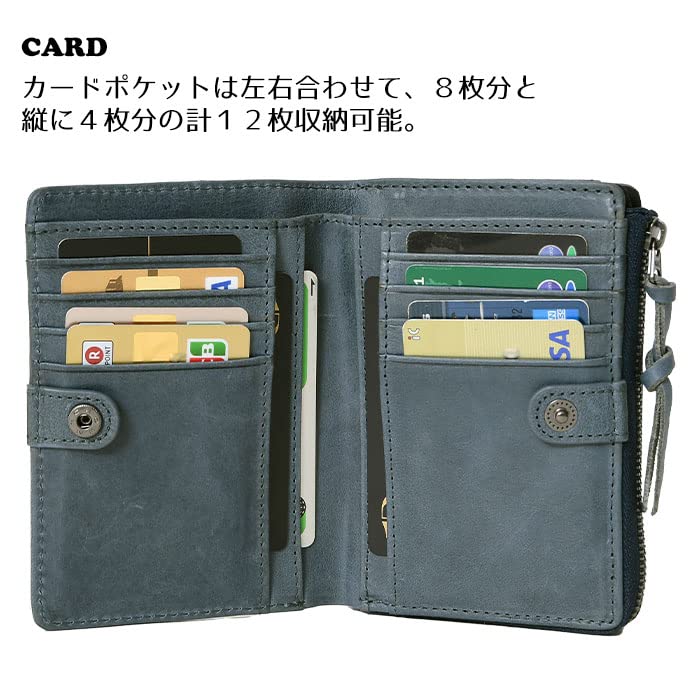 73320 Snoopy Short Wallet Bifold Zipper Snap Button Closure Blue [Peanuts] L-shaped Women's
