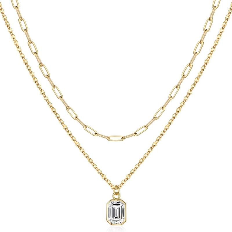 Contemporary Double Layer Necklace With 18k Gold Plating And December Birthstones Detail for Fashion Forward Women