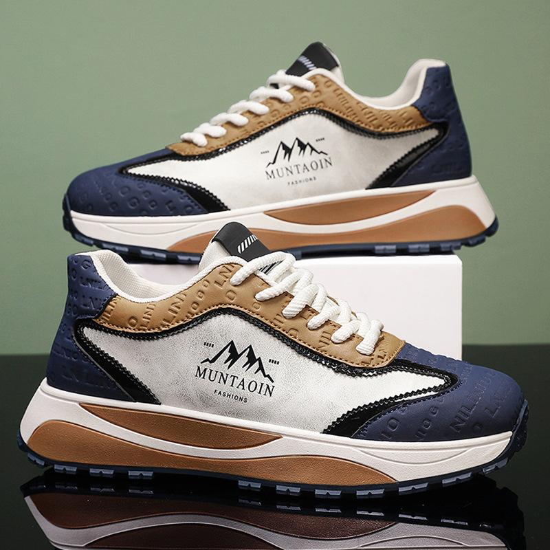 Spring New Shoes for Men Sneaker Leather Casual Sport Shoes Street Trend Flat Athletic Shoes