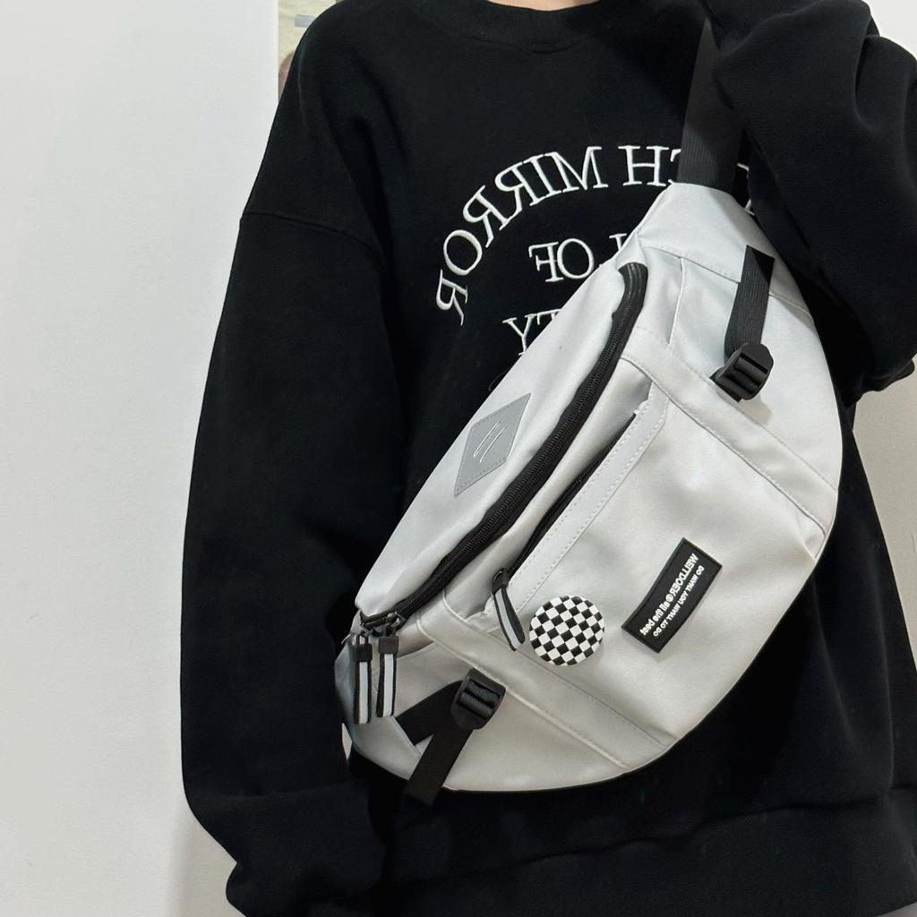 Bolsa Transversal Masculina Estilo Harajuku - Bolsa de Cintura Versátil para Ciclismo e Esportiva