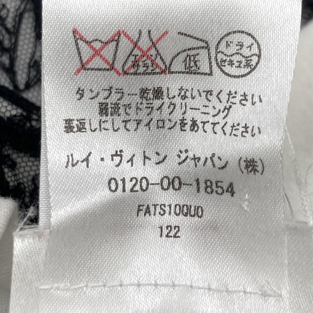 LOUIS VUITTON FATS10QU0 White x Black Lace Monogram Embroidered Short Sleeve Top tops 34 whiteUsed