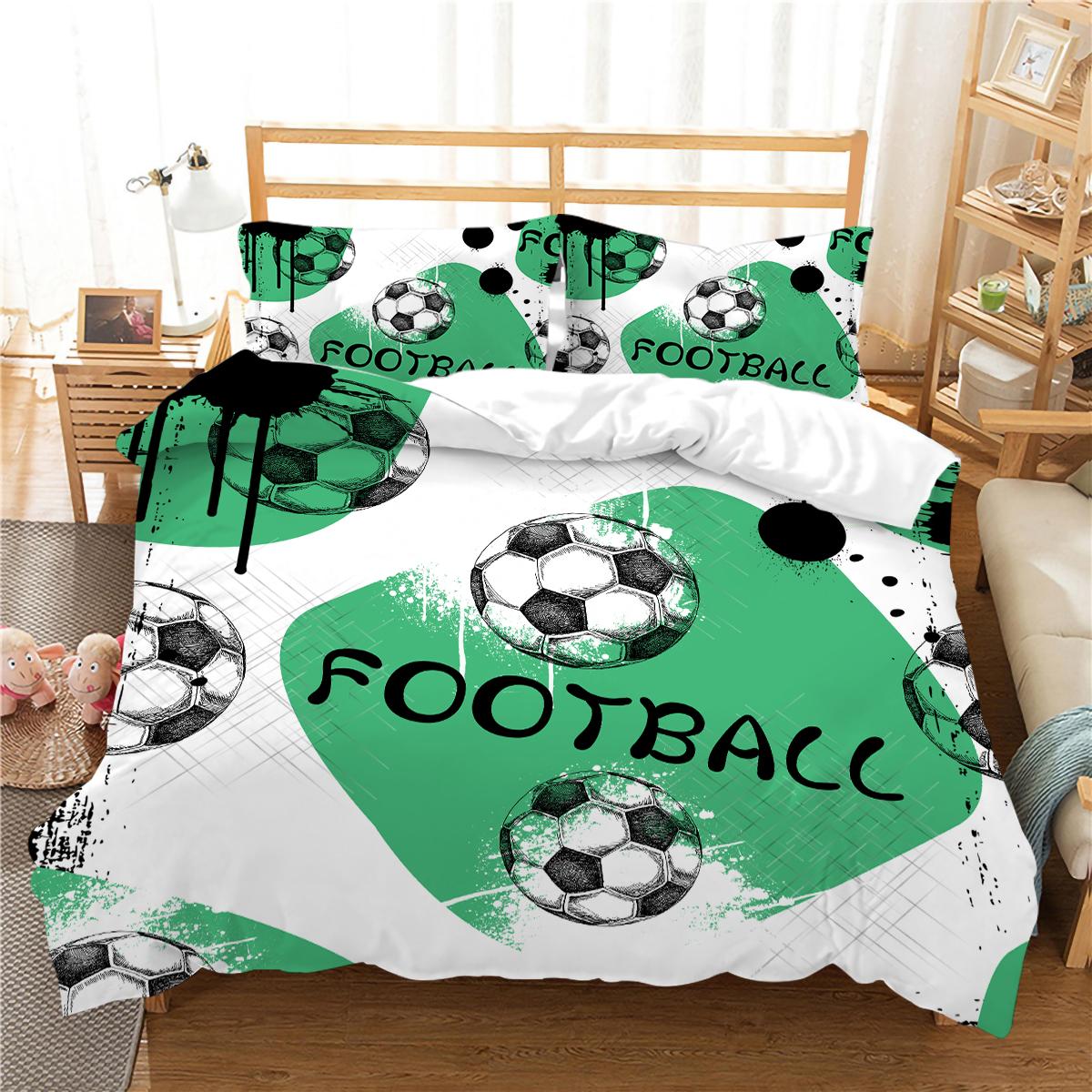 

Футбольный принт Комплекты постельного белья Пододеяльник Наволочка Микрофибра Дышащий Мягкий Односпальный Двуспальный Пододеяльник Удобный Пододеяльник EU Single 135x200cm