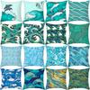 Simple Nordic Style Pillowcase Blue Wave Dolphin Office Sofa Printed Cushion Pillowcase Home