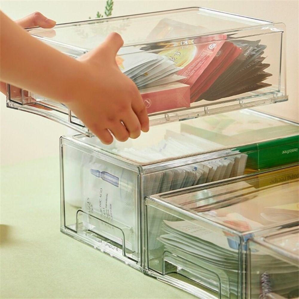 Transparent Cosmetic Storage Organizer Stackable Sundrie Holder  Home Office