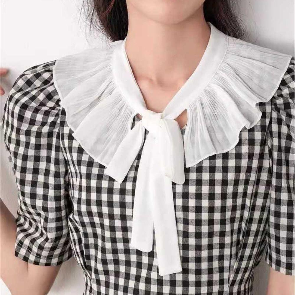 Trendy Removable Lace Frill False Collar Laced Up Versatile Fake Collar Clothing Detachable Collar Dress Shirt Decoration