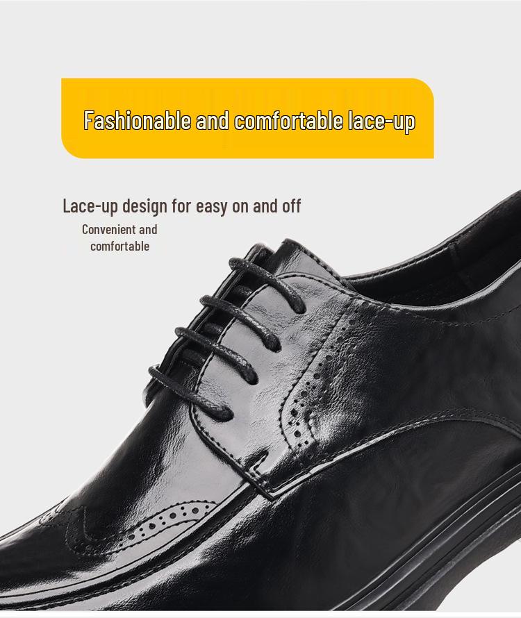 Pánské černé kožené brogue boty - Business, formální a ležérní styly vhodné na svatby nebo pro každodenní nošení.