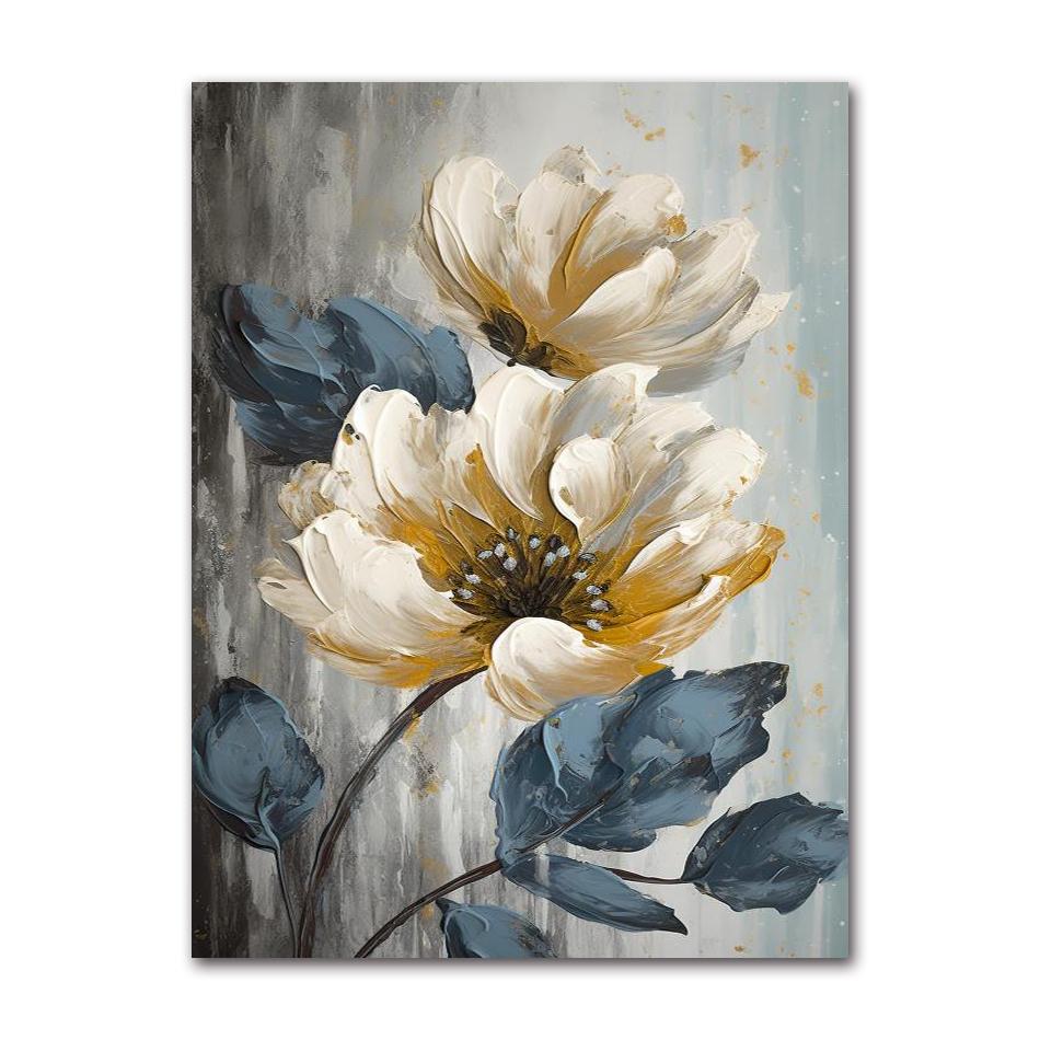 Abstract White Gold Flowers Canvas Modern Nordic Plant Posters And Prints Wall Art Pictures For Living Room Home Decor