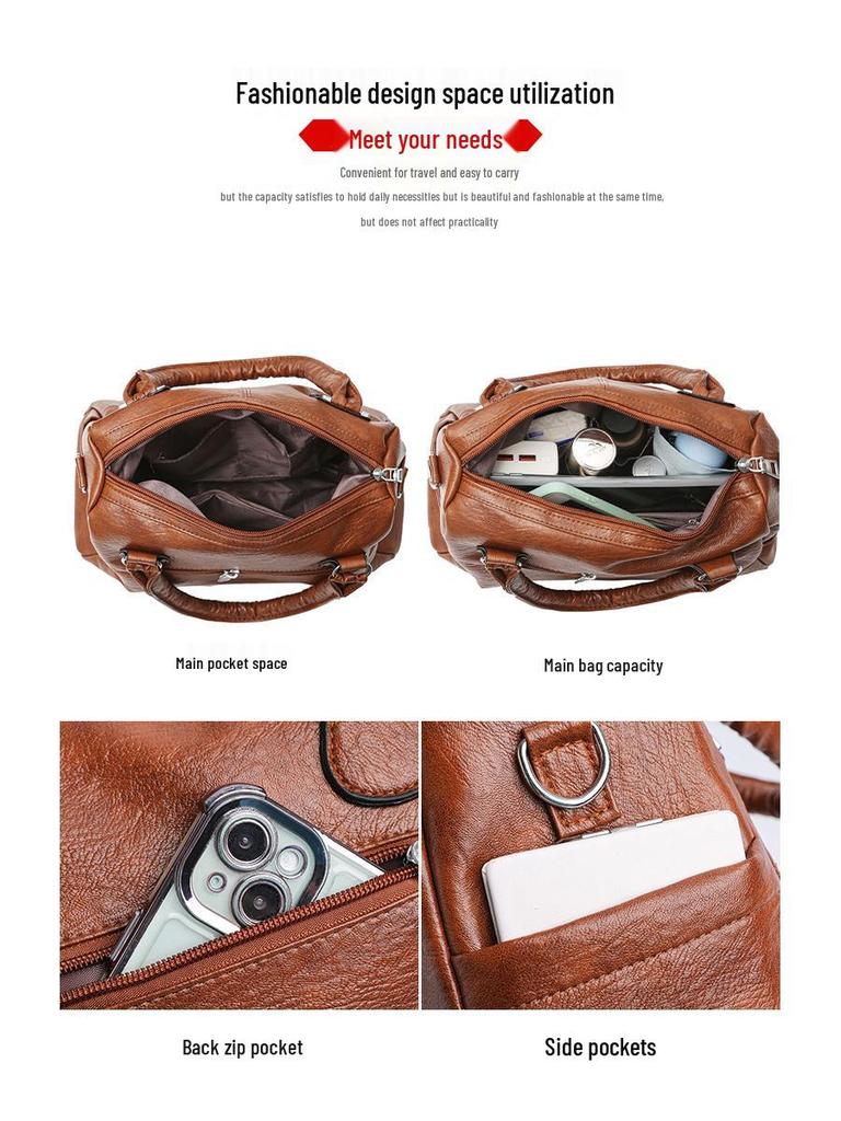 Women's Single-Shoulder Crossbody Bag: 2025 Style, Spacious Soft PU Leather, Mommy & Commuter Handbag.