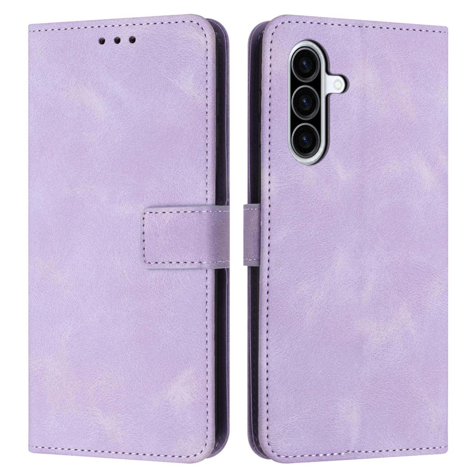 

For Samsung Galaxy A26 5G Leather Case Solid Color Wallet Protective Phone Cover Purple