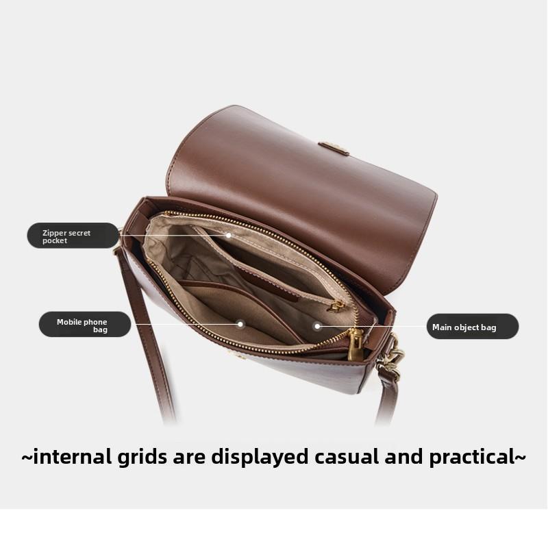 Leather Bag Women's Bag Crossbody Bag Women's Commuter Shoulder Tofu Bag Small Square Bag Cowhide Bag
