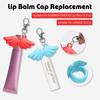 Durable Silicone Lip Balm Keychain - Reusable Lipstick Storage Cap with Key Ring for Makeup On-The-Go