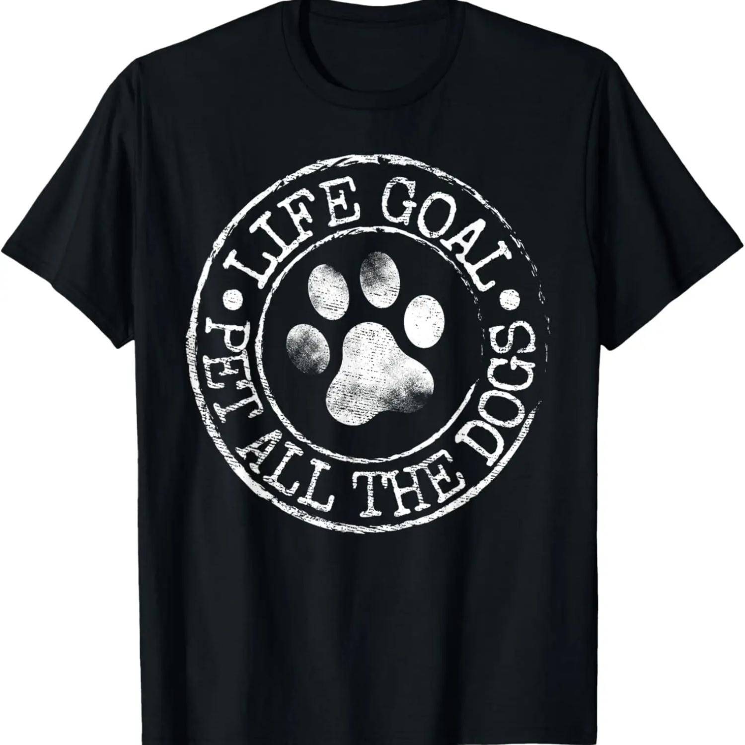 

Life Goal Pet All The Dogs Funny Dog Lover Pet Puppy Owner T-Shirt XXXXXL чорний